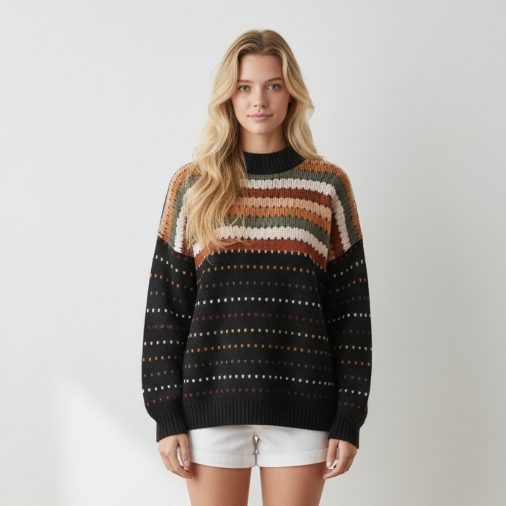 Vtg Clifton Place Knits Limited XL Women's Sweater w/Multicolor Geo Print EUC